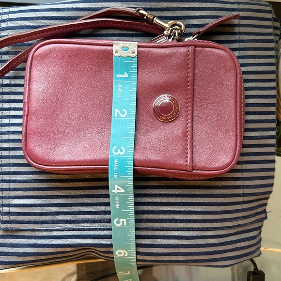 Coach Maroon Mini Wristlet Or Cellphone Holder With Silver Hardware - Picture 6 of 8